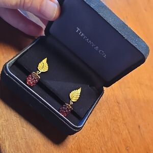 Tiffany Carved Tourmaline 18k Earrings